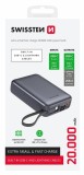 Swissten Power Bank 20 000 mAh s integrovanými kabely USB-C a Lightning vesmírně stříbrná