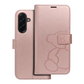 Flipové pouzdro MEZZO Book case pro Samsung Galaxy S25 Edge, teddy bear rose gold