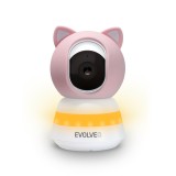 Evolveo Baby Monitor LUX- Chytrá 360° videochůvička s nočním viděním, detekcí pláče a pohybu, růžová 