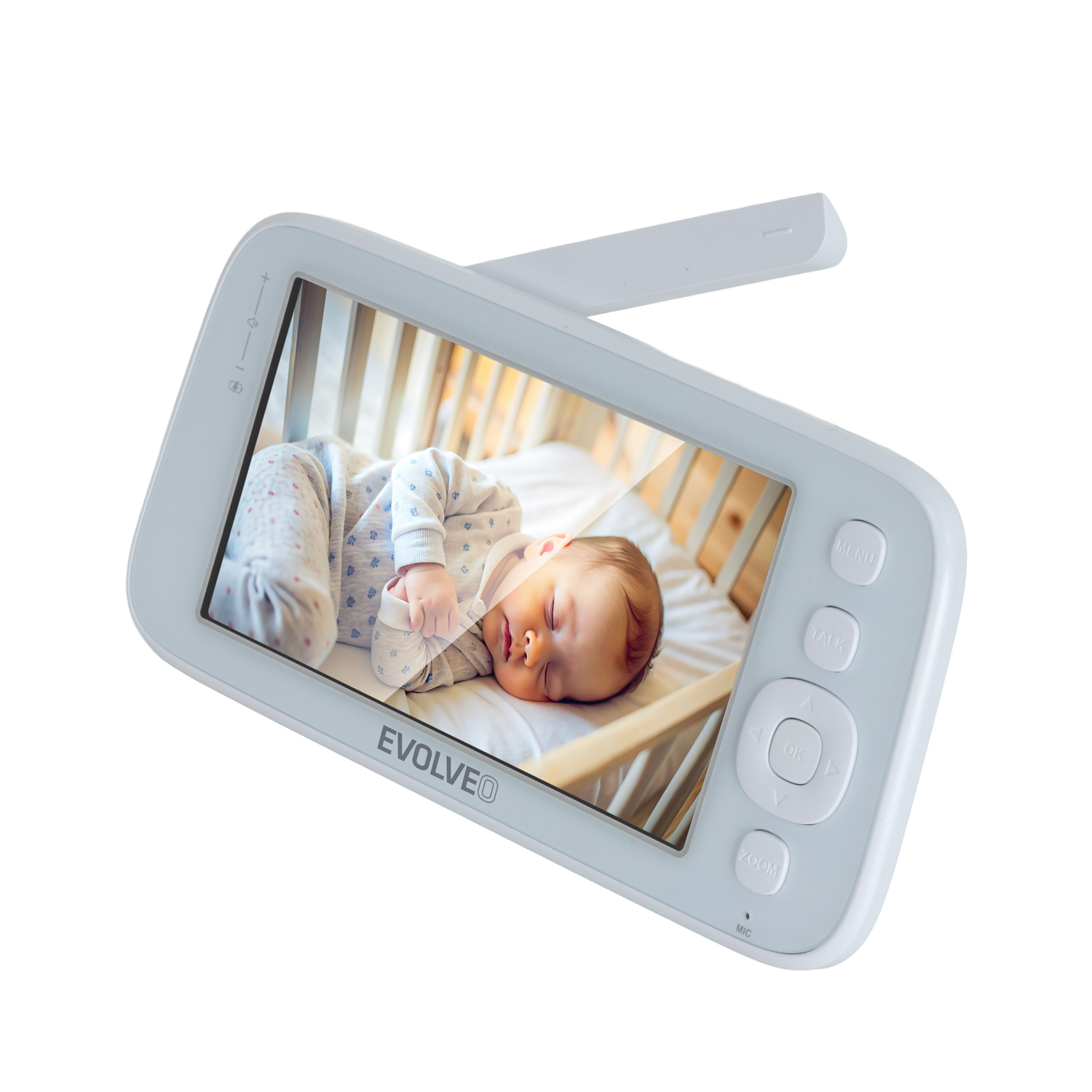 Evolveo Baby Monitor N5 - Set videochůvičky s 360° dohledem, obousměrnou komunikací a ukolébavkami, modrá