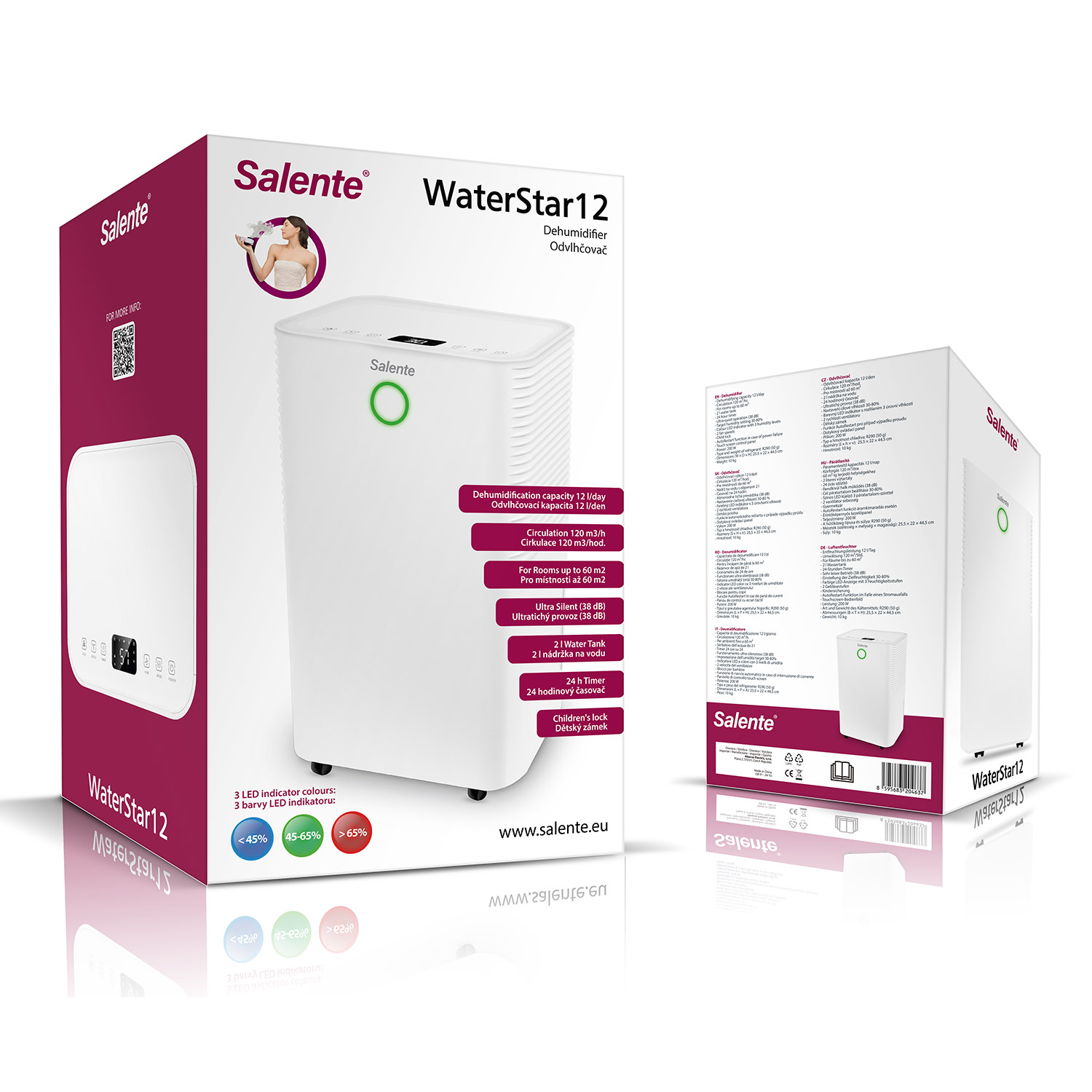 Salente WaterStar12, odvlhčovač vzduchu, 12l/den, bílá
