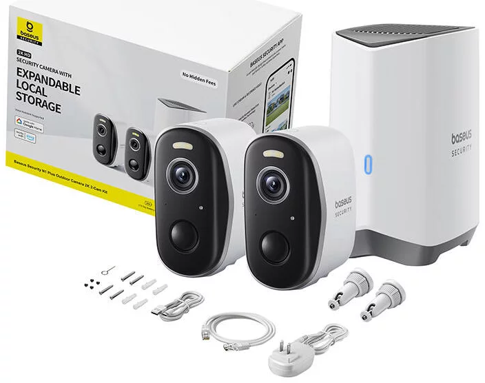 Baseus Security N1 Plus 2K Venkovní kamera (sada 2ks+centrální stanice) bílá
