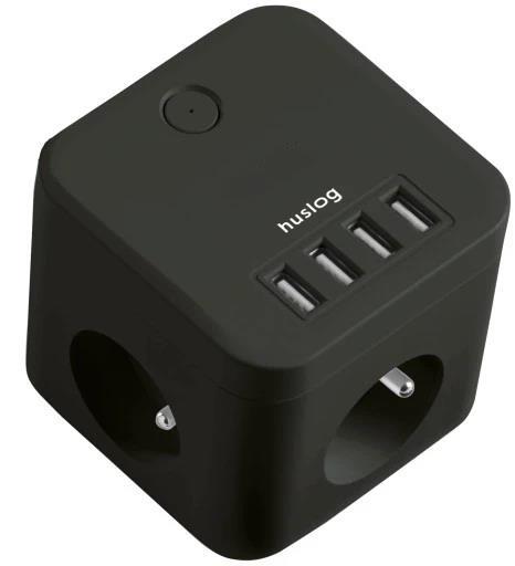 Huslog EMX-190224 Nabíjecí stanice, 12W 3xzásuvka, 4xUSB černá