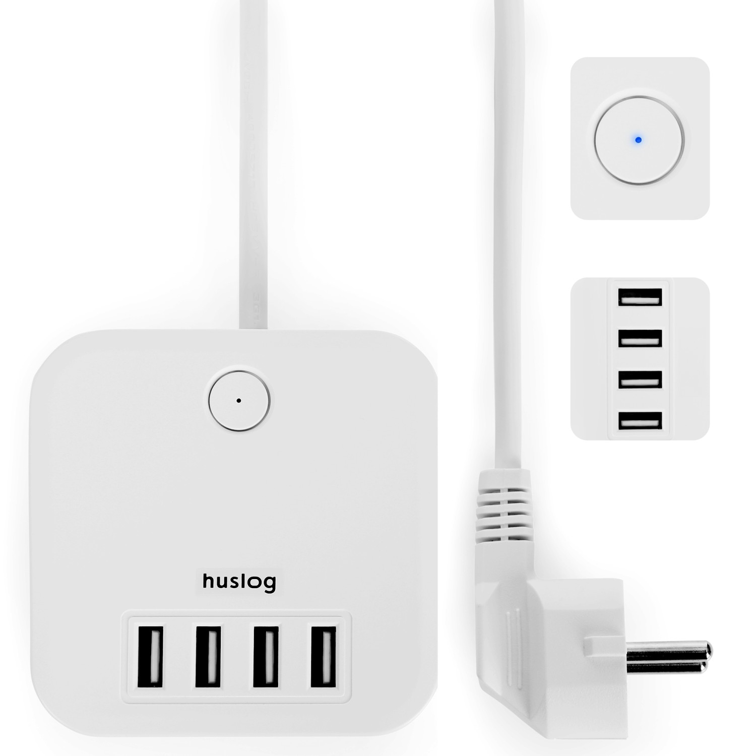 Nabíjecí stanice Huslog 12W 3xzásuvka , 4xUSB bílá