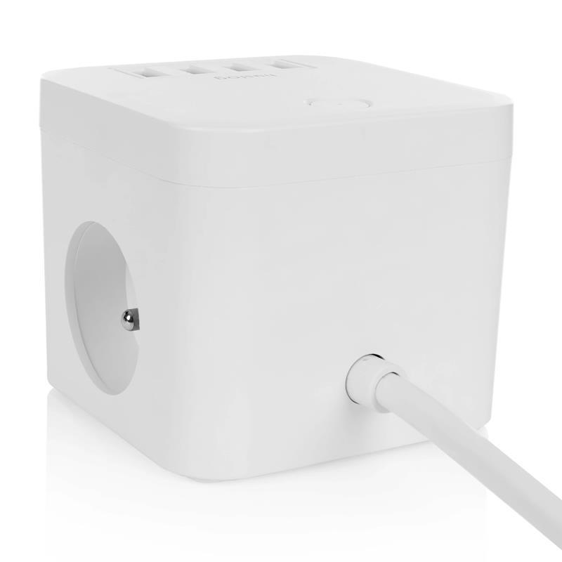 Huslog EMX-190224 Nabíjecí stanice 12W 3xzásuvka , 4xUSB, bílá