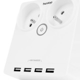 Huslog EMX-190124 Nabíjecí stanice 12W 2xzásuvka, 4xUSB bílá