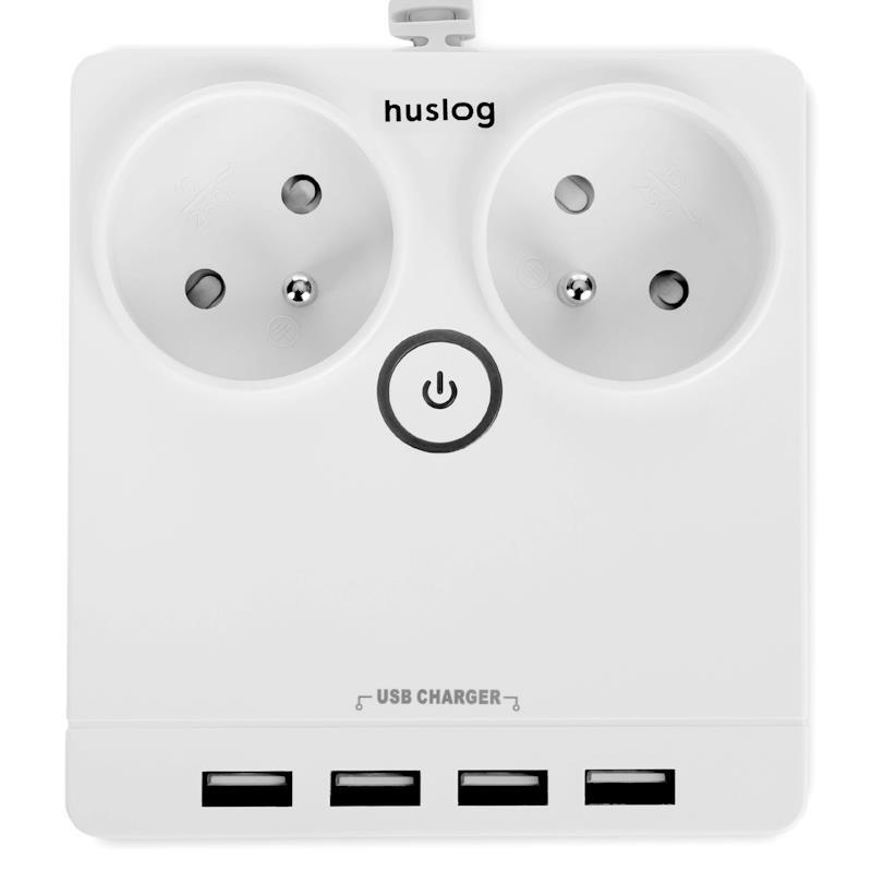 Huslog EMX-190124 Nabíjecí stanice 12W 2xzásuvka, 4xUSB bílá