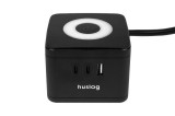 Huslog HUS1001 Nabíjecí stanice 12W 2xzásuvka, 2xUSB-C, 1xUSB černá