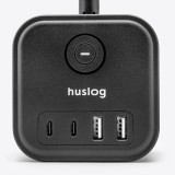 Huslog HUS1003 Nabíjecí stanice 15W 3xzásuvka, 2xUSB-C, 2xUSB černá
