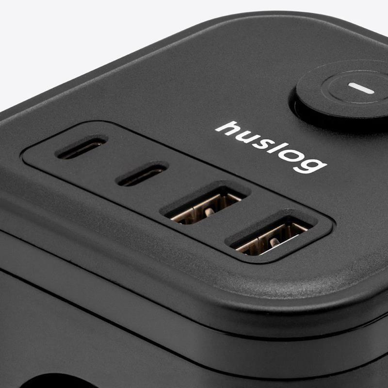 Huslog HUS1003 Nabíjecí stanice 15W 3xzásuvka, 2xUSB-C, 2xUSB černá