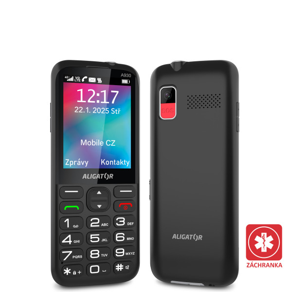 Aligator A930 GPS 4G Senior černá
