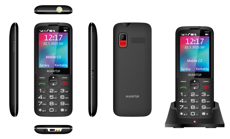 Aligator A930 GPS 4G Senior černá