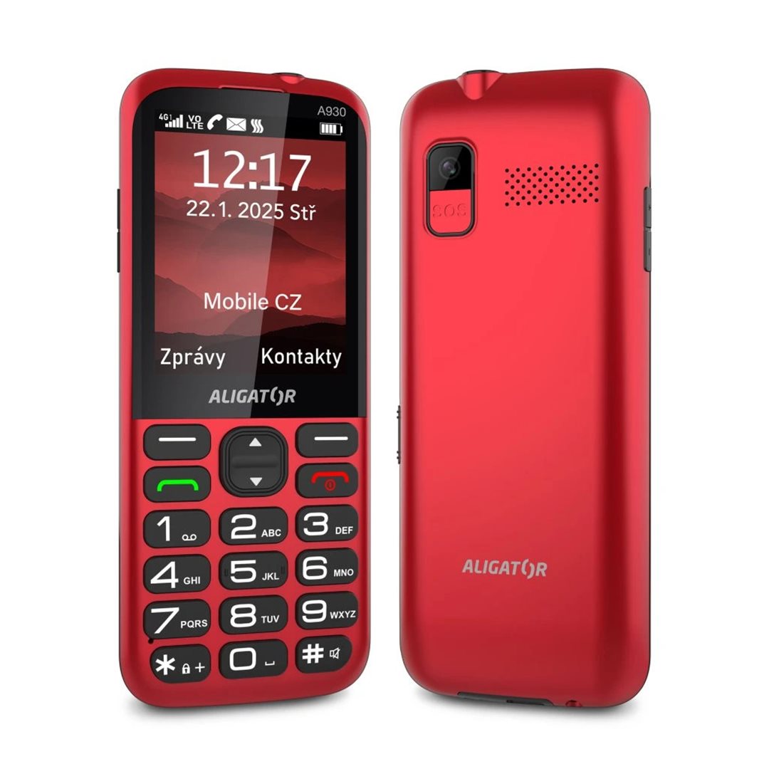 Aligator A930 GPS 4G Senior červená