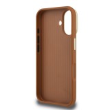 Guess PU Grained 4G Logo Stand Camera Frame Zadní Kryt pro iPhone 16 Brown