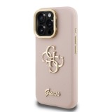 Guess PU Grained 4G Logo Stand Camera Frame Zadní Kryt pro iPhone 16 Pro Max Pink