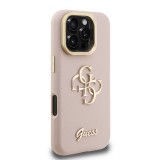 Guess PU Grained 4G Logo Stand Camera Frame Zadní Kryt pro iPhone 16 Pro Max Pink