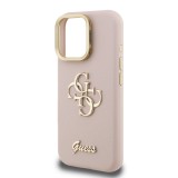Guess PU Grained 4G Logo Stand Camera Frame Zadní Kryt pro iPhone 16 Pro Max Pink