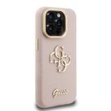 Guess PU Grained 4G Logo Stand Camera Frame Zadní Kryt pro iPhone 15 Pro Max Pink