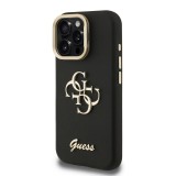 Guess PU Grained 4G Logo Stand Camera Frame Zadní Kryt pro iPhone 16 Pro Max Black