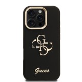 Guess PU Grained 4G Logo Stand Camera Frame Zadní Kryt pro iPhone 16 Pro Max Black