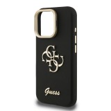 Guess PU Grained 4G Logo Stand Camera Frame Zadní Kryt pro iPhone 16 Pro Max Black