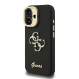 Guess PU Grained 4G Logo Stand Camera Frame Zadní Kryt pro iPhone 16 Black