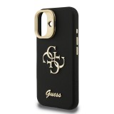 Guess PU Grained 4G Logo Stand Camera Frame Zadní Kryt pro iPhone 16 Black