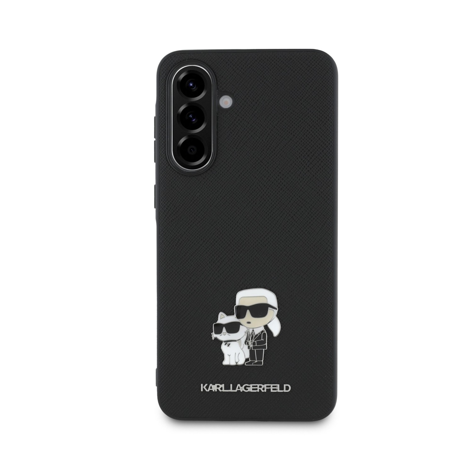 Karl Lagerfeld PU Saffiano Metal Karl and Choupette Zadní Kryt pro Samsung Galaxy A56 Black