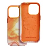 LEATHER MAG COVER case for IPHONE 14 Pro orange splash