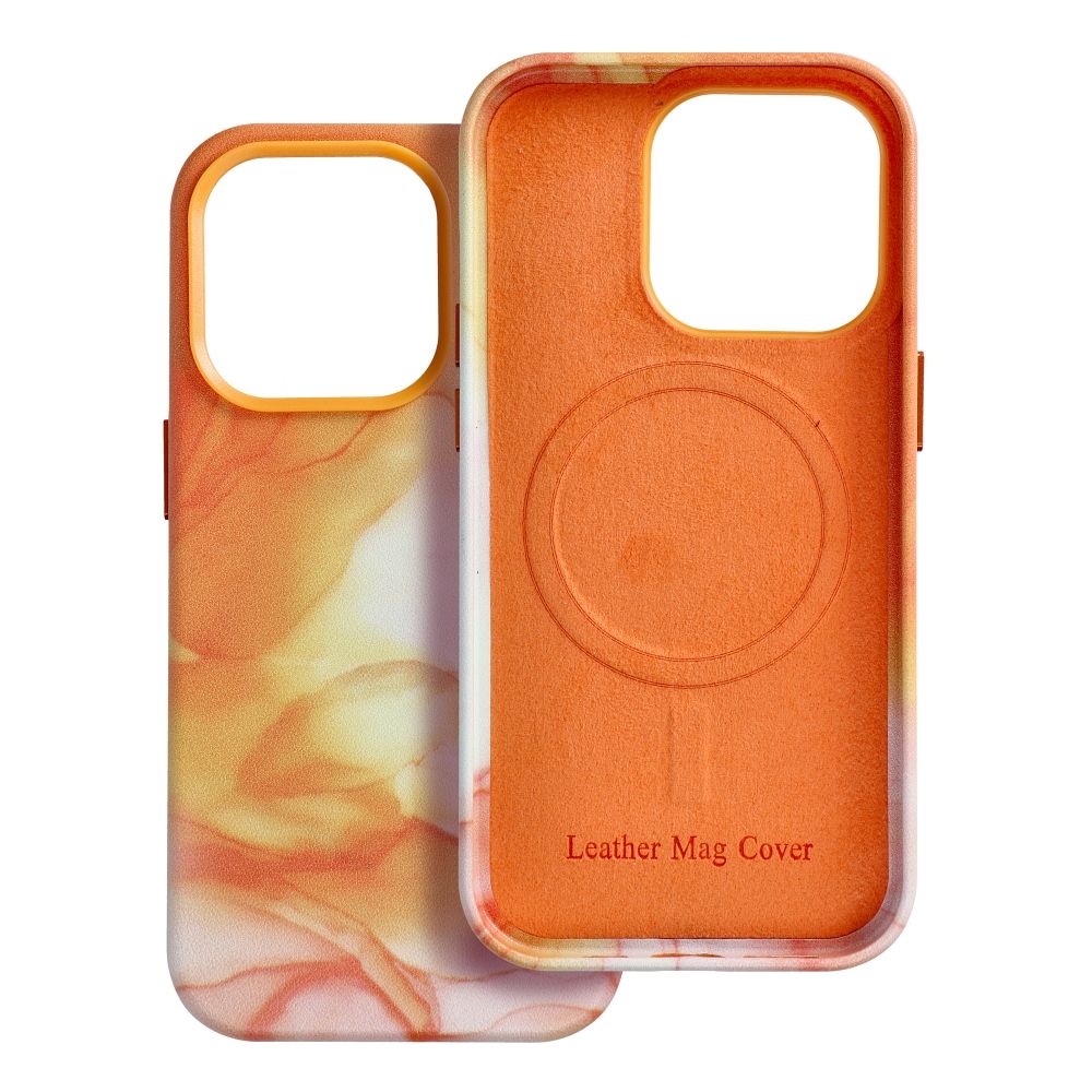 LEATHER MAG COVER case for IPHONE 14 Pro orange splash