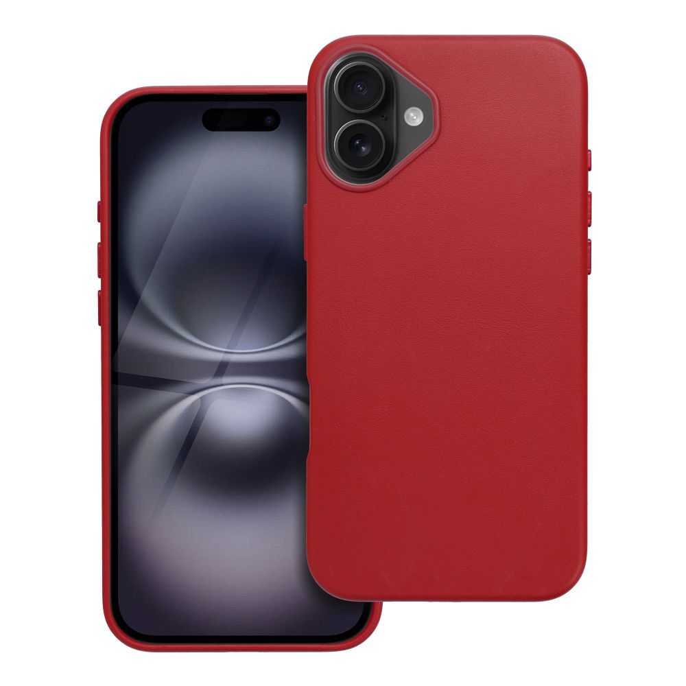 LEATHER MAG COVER case for IPHONE 16 Plus red