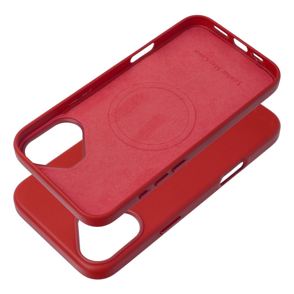 LEATHER MAG COVER case for IPHONE 16 Plus red