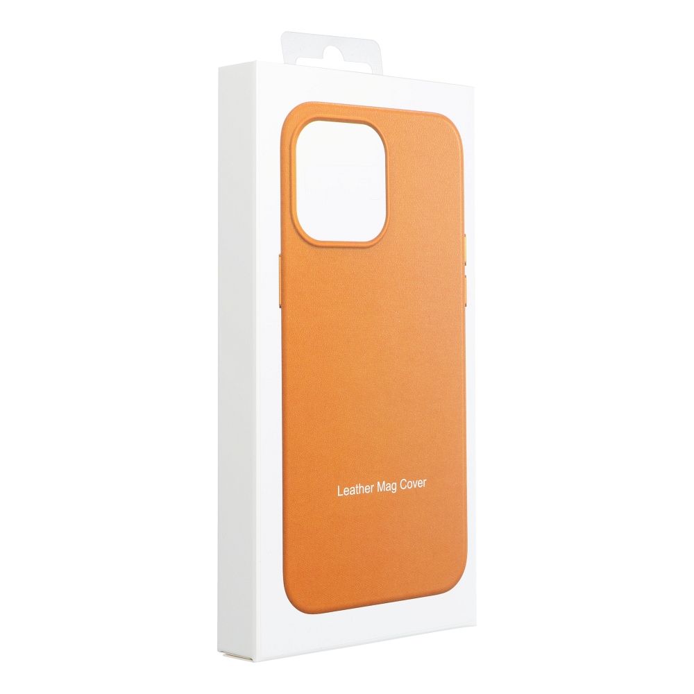 LEATHER MAG COVER case for IPHONE 16 orange