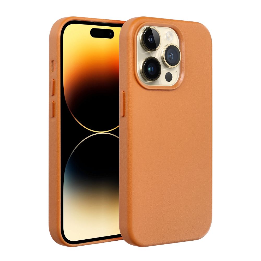 LEATHER MAG COVER case for IPHONE 16 orange