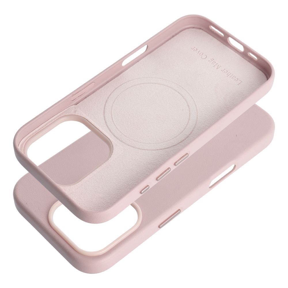 LEATHER MAG COVER case for IPHONE 16 Pro sand pink
