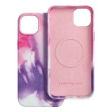LEATHER MAG COVER case for IPHONE 14 Plus purple splash