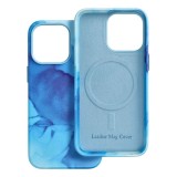 LEATHER MAG COVER case for IPHONE 13 Pro blue splash