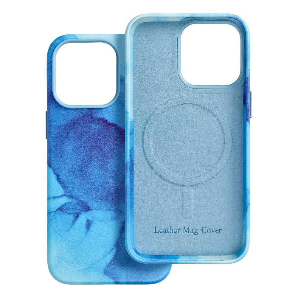 LEATHER MAG COVER case for IPHONE 13 Pro blue splash