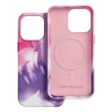 LEATHER MAG COVER case for IPHONE 13 Pro purple splash