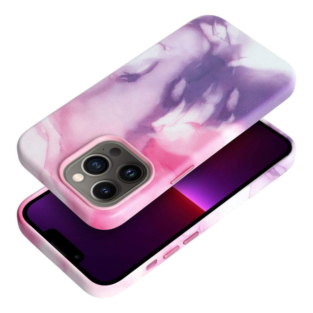 LEATHER MAG COVER case for IPHONE 13 Pro purple splash