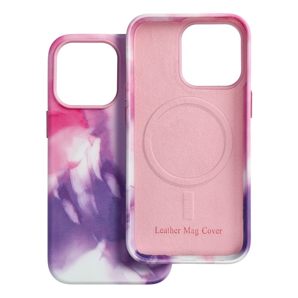 LEATHER MAG COVER case for IPHONE 13 Pro purple splash