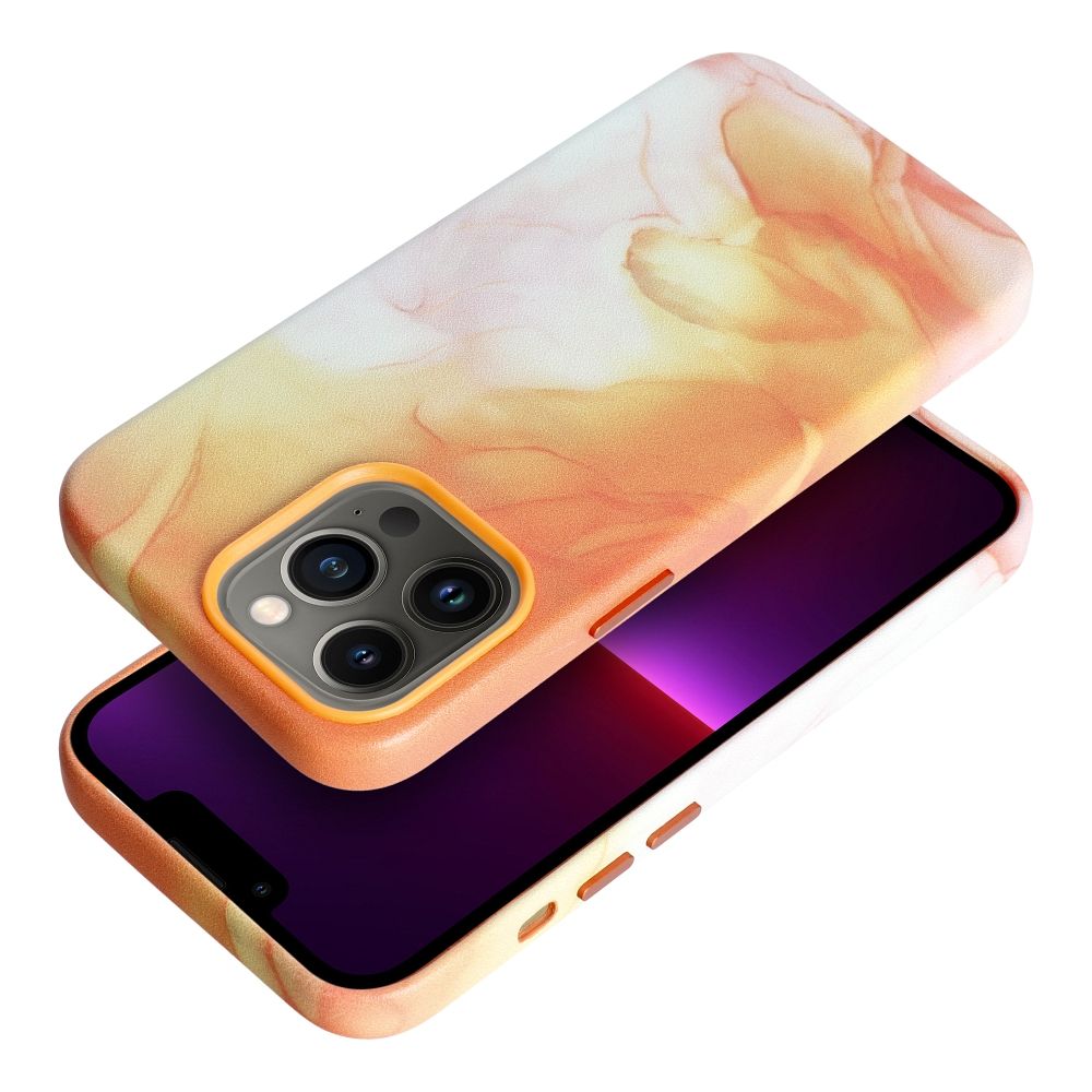 LEATHER MAG COVER case for IPHONE 13 Pro orange splash