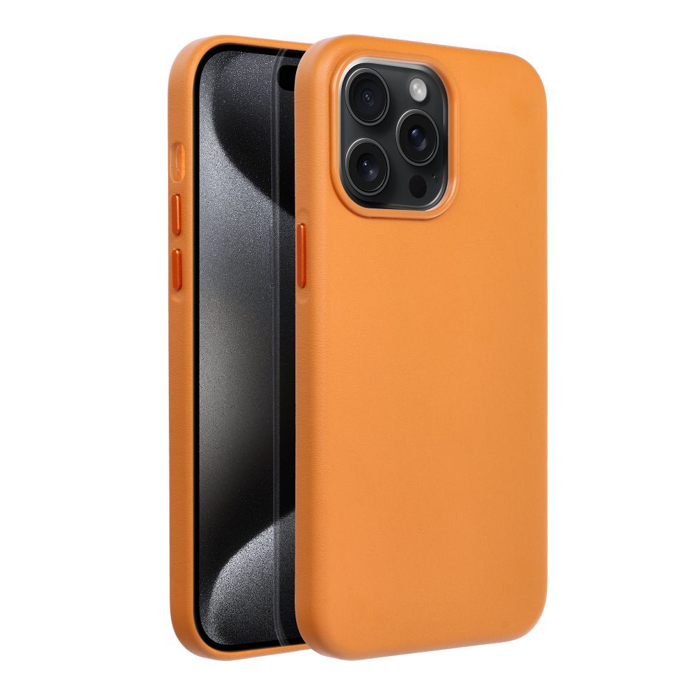 LEATHER MAG COVER case for IPHONE 15 Pro Max orange