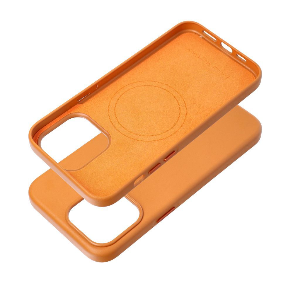 LEATHER MAG COVER case for IPHONE 15 Pro Max orange