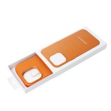 LEATHER MAG COVER case for IPHONE 15 Plus orange