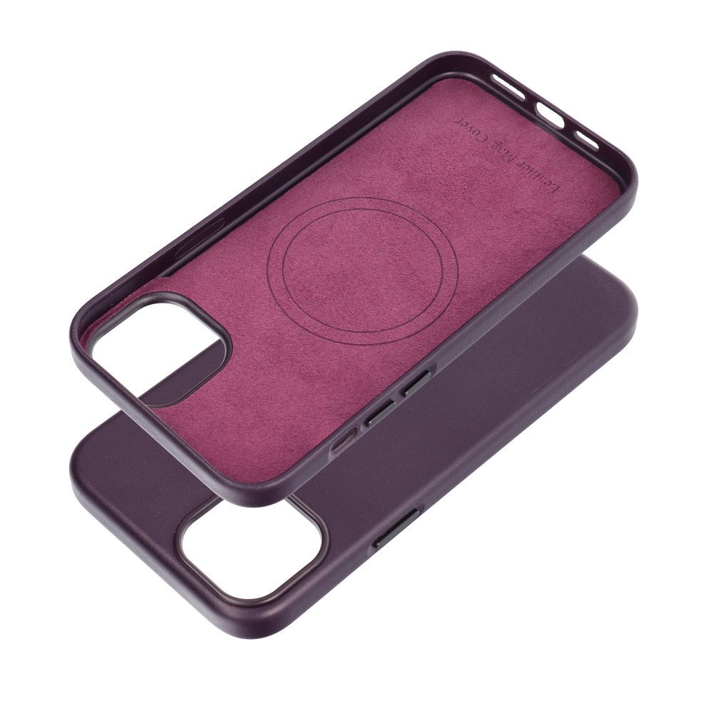 LEATHER MAG COVER case for IPHONE 15 Plus dark violet