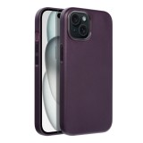 LEATHER MAG COVER case for IPHONE 15 dark violet