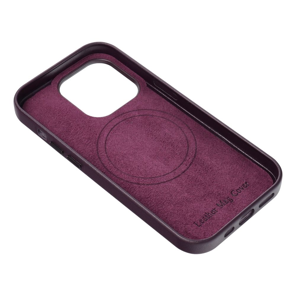 LEATHER MAG COVER case for IPHONE 15 dark violet