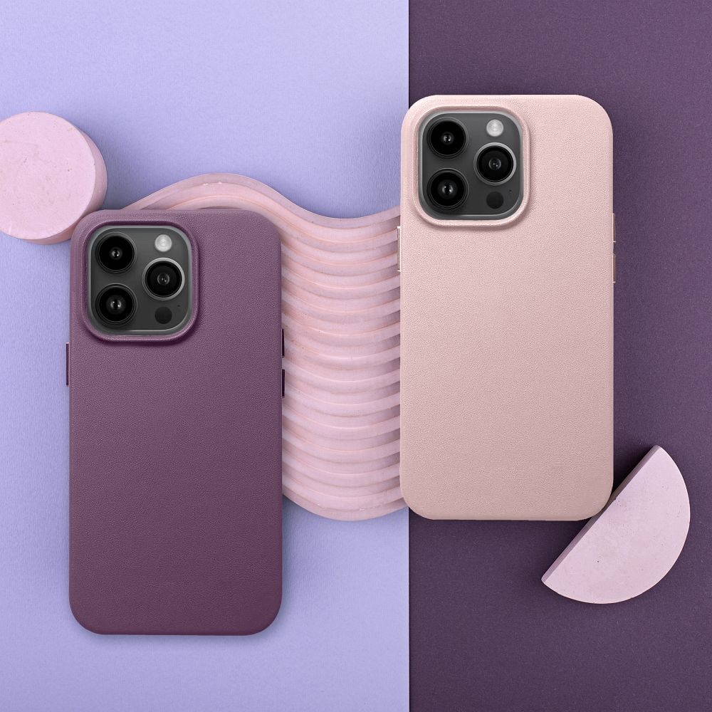 LEATHER MAG COVER case for IPHONE 15 dark violet