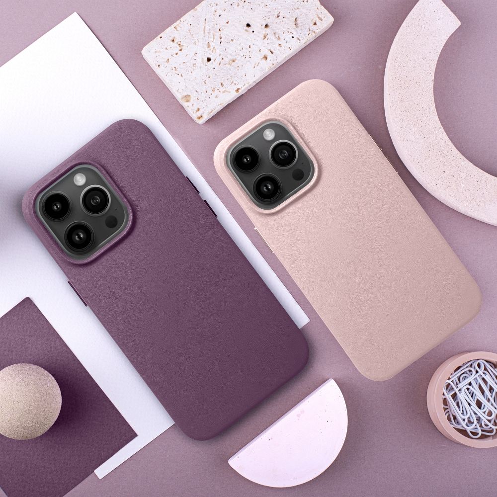 LEATHER MAG COVER case for IPHONE 15 dark violet